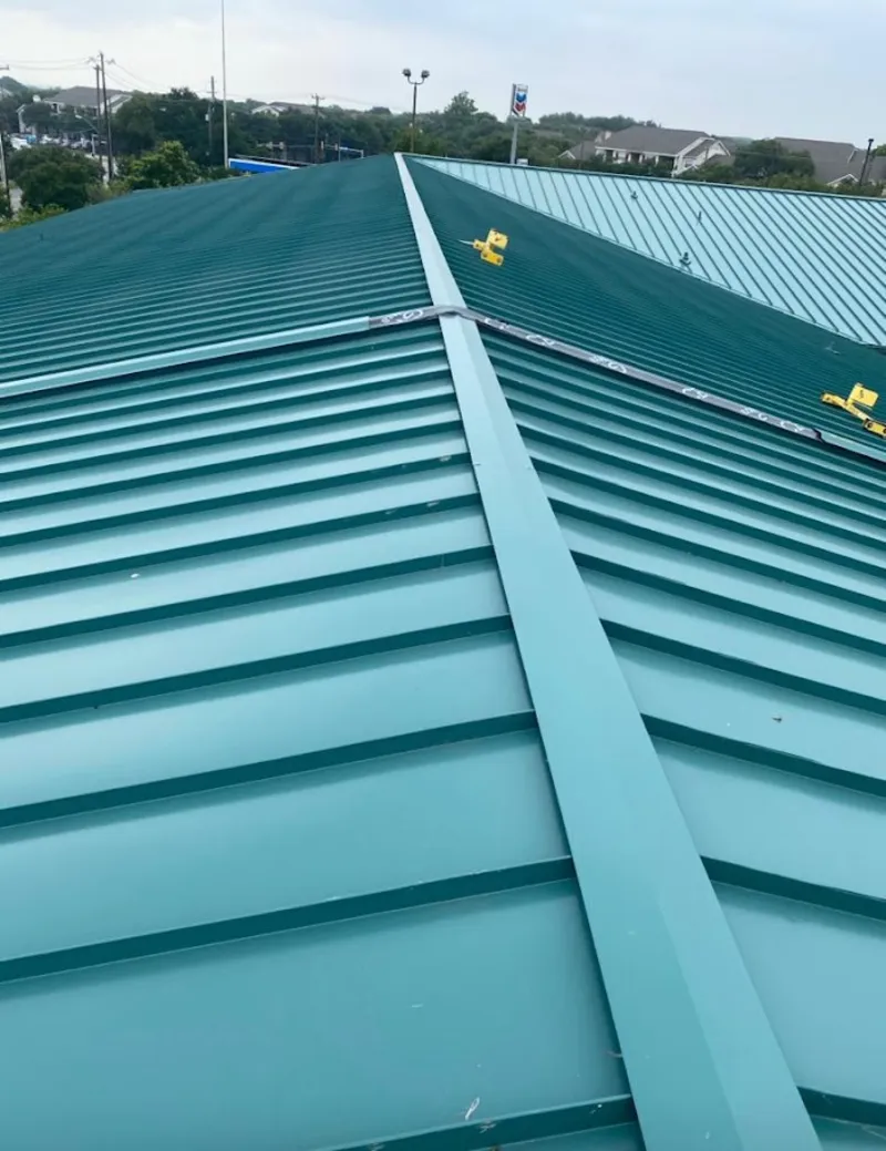 Green commercial metal roof ridge and valley for Metal Roof Repair in Hopewell